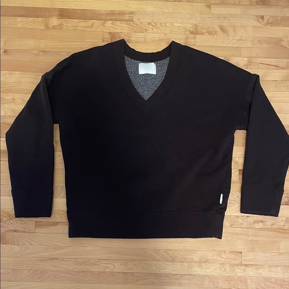 Citizen’s of Humanity Chocolate Brown Ronan Oversized V-Neck Sweater Size Small